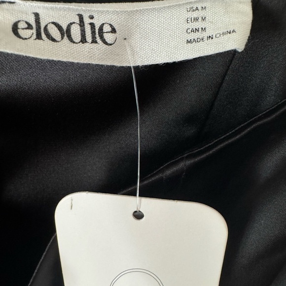 NWT Elodie Black Satin Mini Dress l M - Picture 3 of 6
